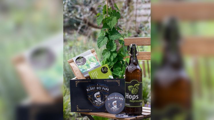 "Blüht bei Papa"-Geschenkbox. Bild: Landgard. "Blüht bei Papa"-Geschenkbox. Bild: Landgard.