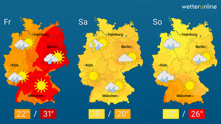Die aktuelle Wetterkarte. Grafik: WetterOnline.