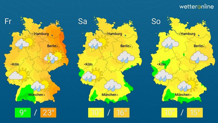 Die aktuelle Wetterkarte. Grafik: WetterOnline.