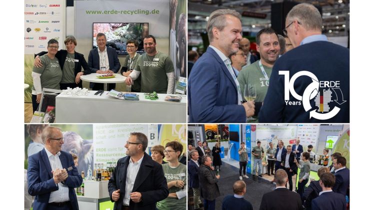 Das Team von ERDE zusammen mit engagierten Partnern am Messestand der Initiative auf der Agritechnica. Bild: © RIGK.