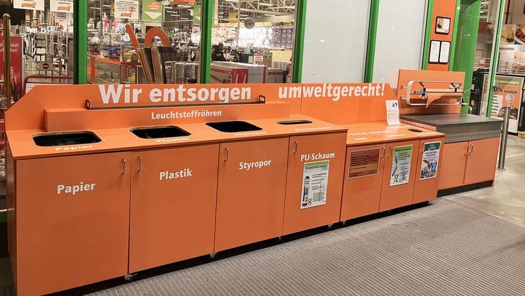 Die Kunden finden in allen Globus Baumärkten gekennzeichnete Entsorgungsstellen. Bild: Globus.