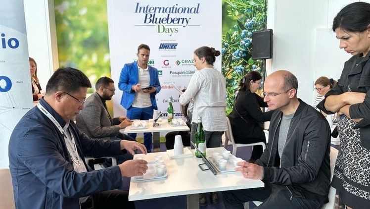 Intensiver Austausch auf den International Blueberry Days. Bild: Macfrut.  Intensiver Austausch auf den International Blueberry Days. Bild: Macfrut.