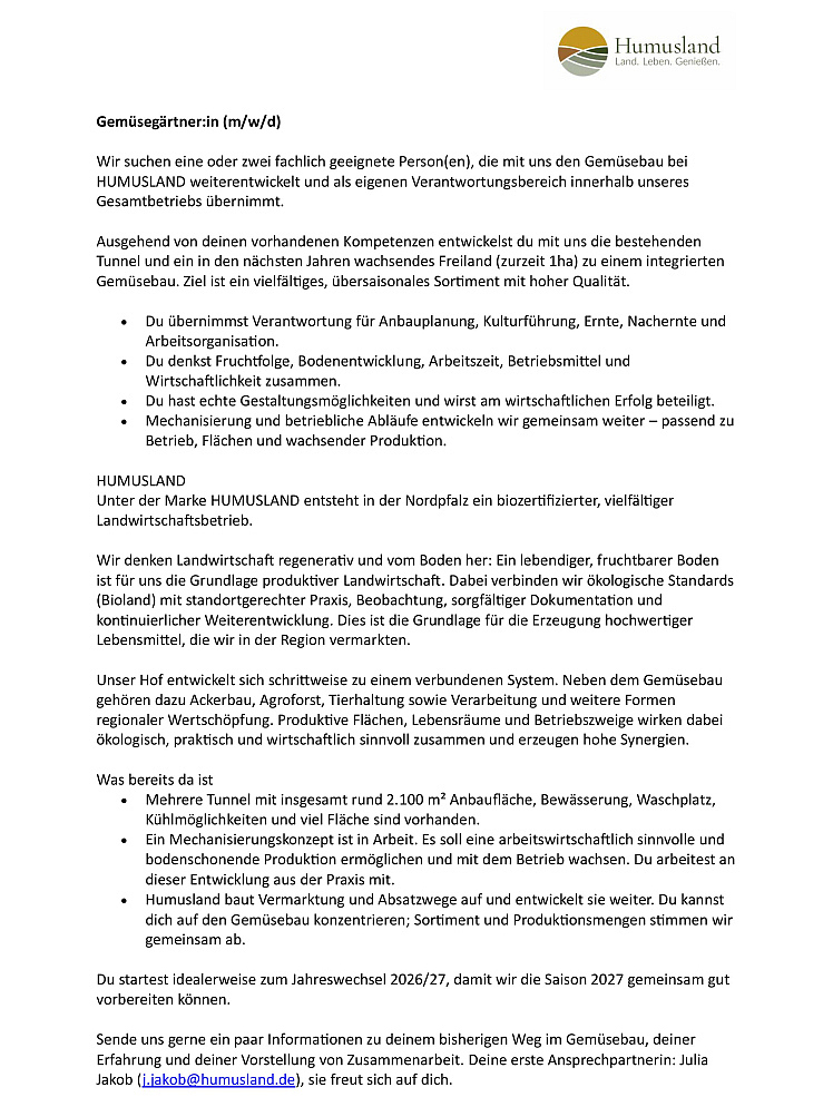 Gemüsegärtner:in (m/w/d)